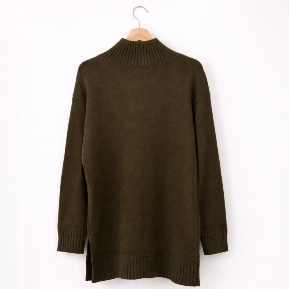 Anthropologie Margarita Tunic Sweater Moss Green Mock Neck Button Shoulder NWT M - Picture 6 of 16